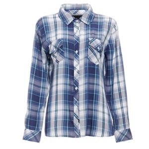 Rails Blue and White Plaid Button-Down Shirt